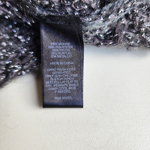 Express Brown Mohair Fuzzy Short Sleeved Metallic Thread Tunic Sweater Dress M - Picture 13 of 13